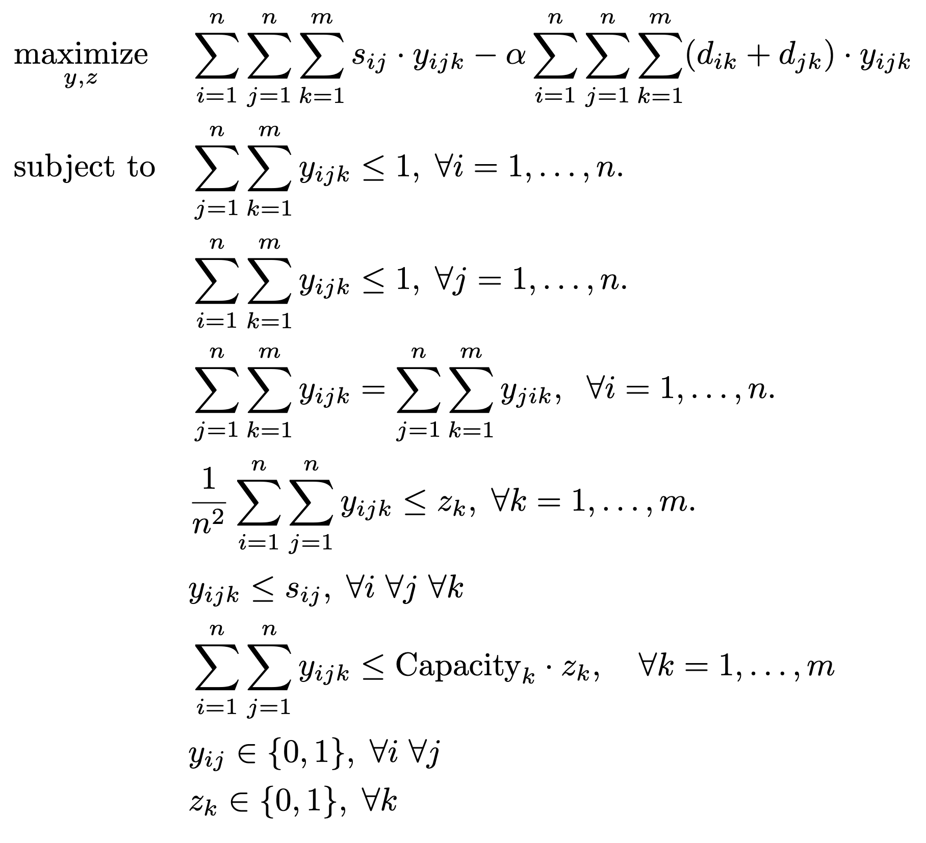 Full Optimization Model